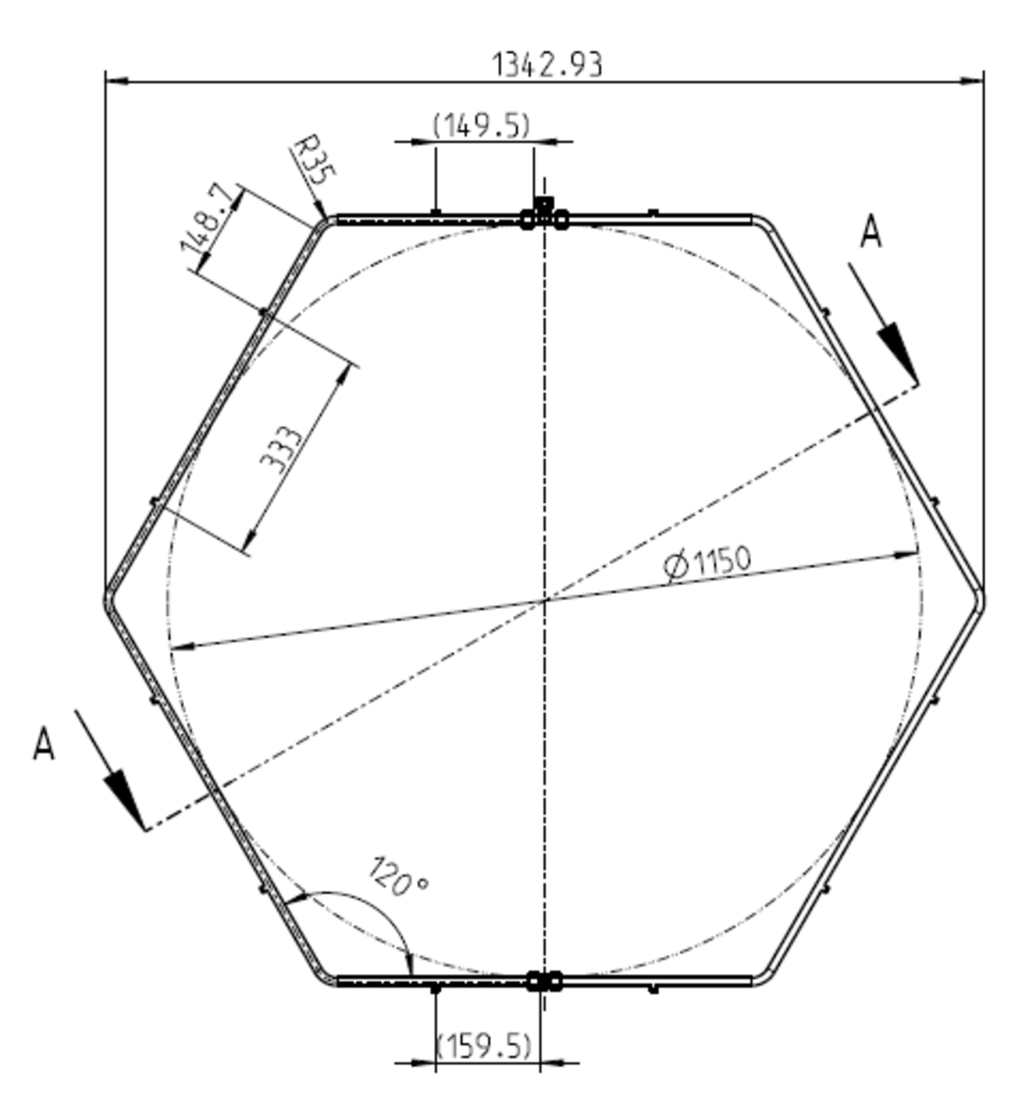 Nozzle ring D1150mm incl. mounting mat. f/FAC650 wo/nozzles